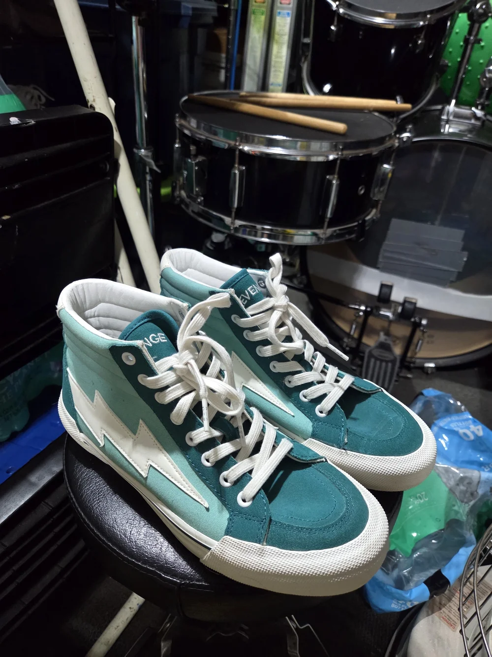 Revenge X Storm Teal High-Top Sneakers with White Lightning Accent Size 8m/9.5w